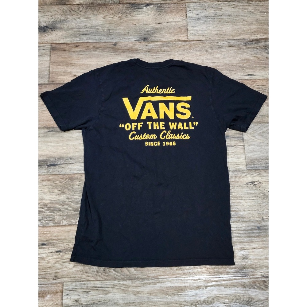Vans Off The Wall Custom Classics Graphic T-Shirt Black Yellow Mens Medium